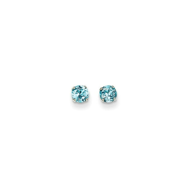 14k White Gold 4mm Blue Topaz Stud Earrings Birthstone December Prong Gemstone Fine Jewelry For Women Gifts For Her 14k White Gold 4mm Blue Topaz Stud Earrings Birthstone December Prong Gemstone Fine Jewelry For Women Gifts For Her